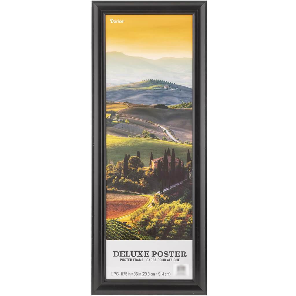 Poster Frame: Wood, Black, 11.75 x 36 inches