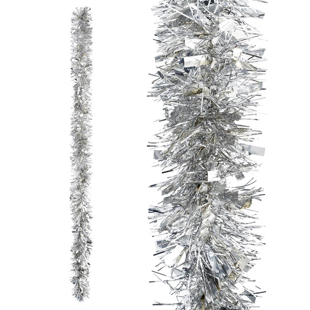 Tinsel Garland Mega Silver 6ft