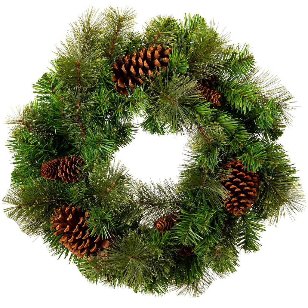 Cashmere Evergreen Wreath with Pinecones 20in