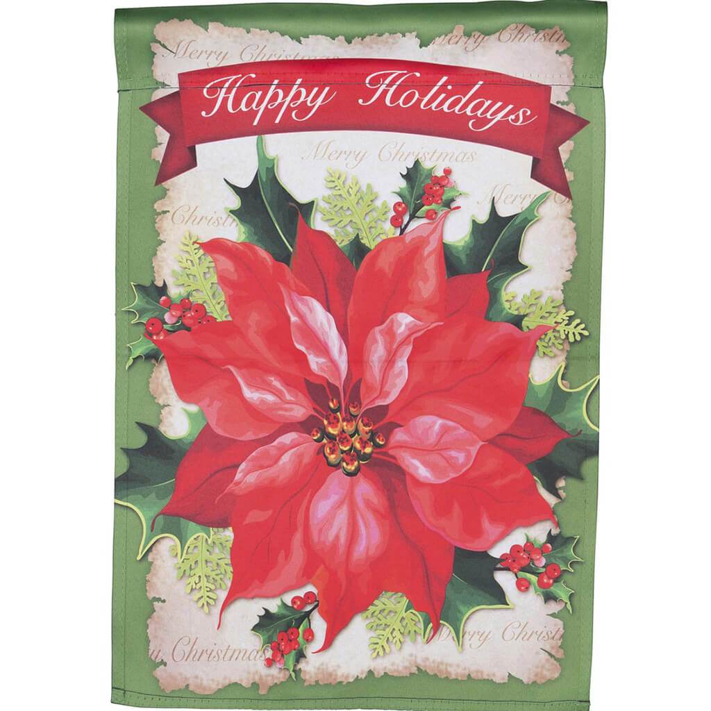 Happy Holidays Garden Flag Flower 12 x 18in