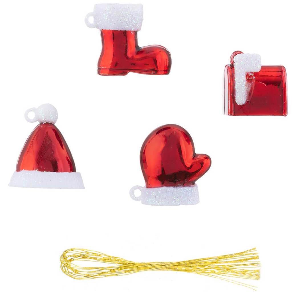 Santa Clothes Ornament Set Red 4pcs