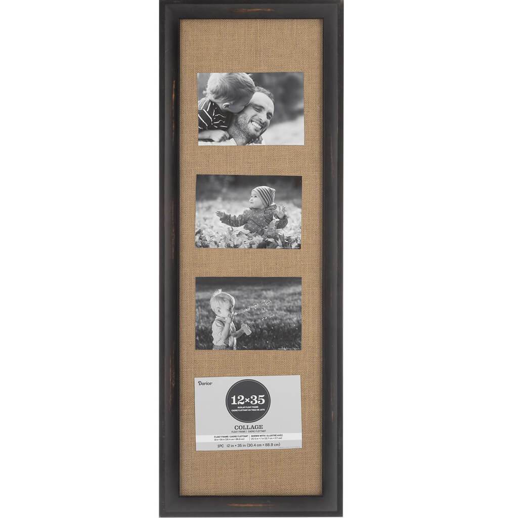 Float Collage Frame with Burlap, 12in X 30in