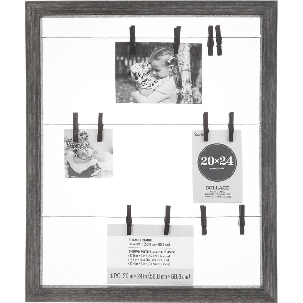 Clothespin Collage Frame: Black, 20 x 24 inches