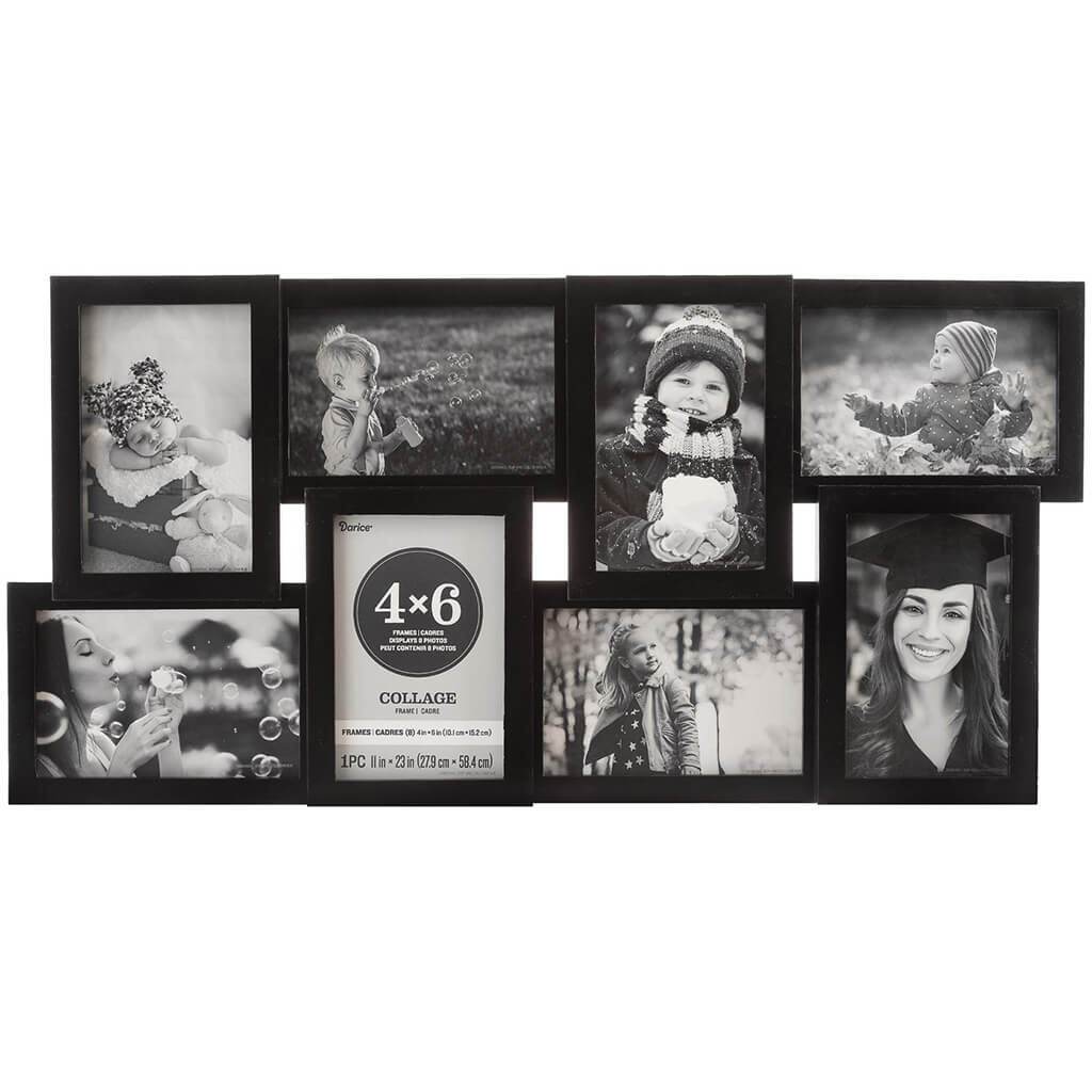 4 x 6 Collage Frame: 8 Photos, Black, 23 x 11 inches