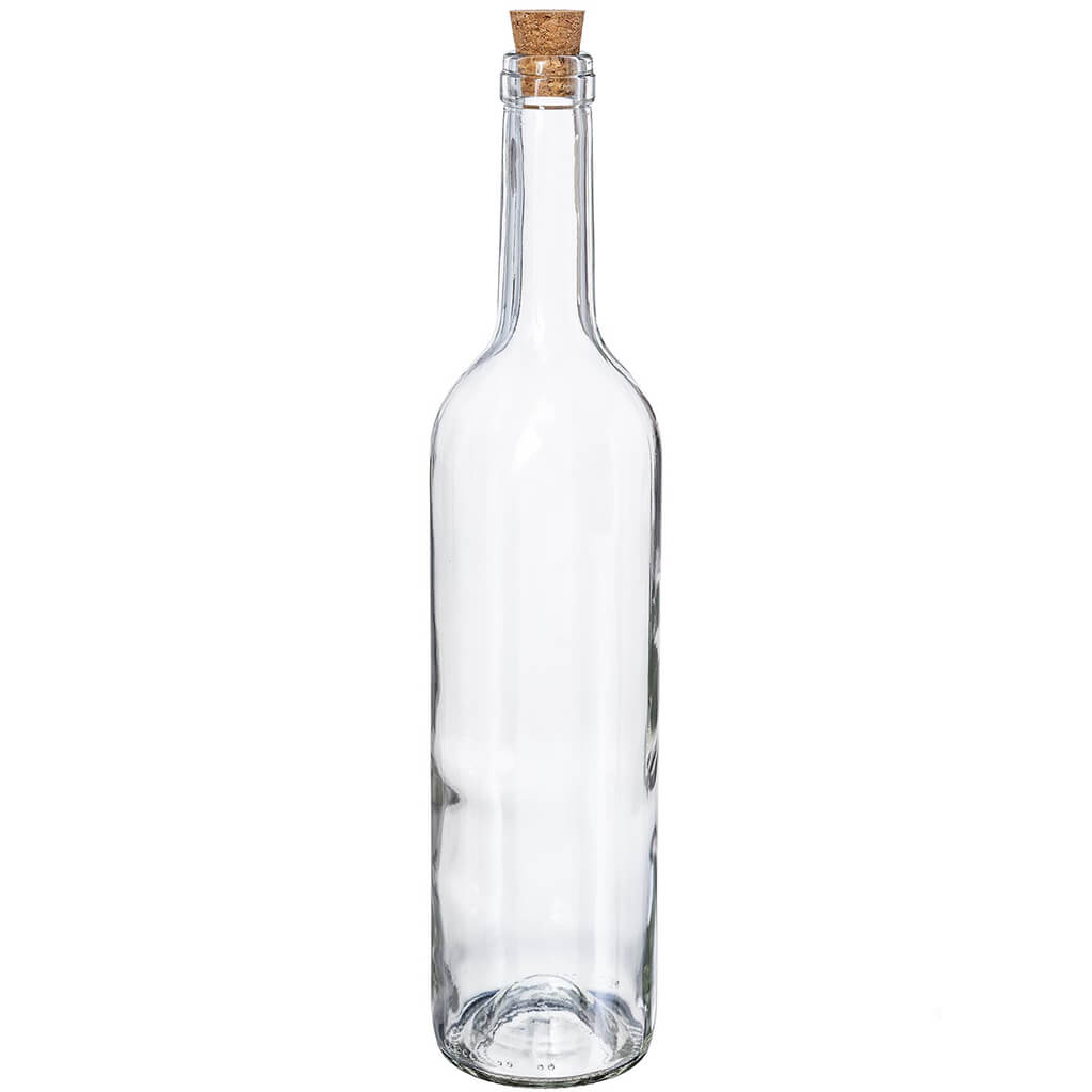 Glass Wine Bottle with Cork, 25oz