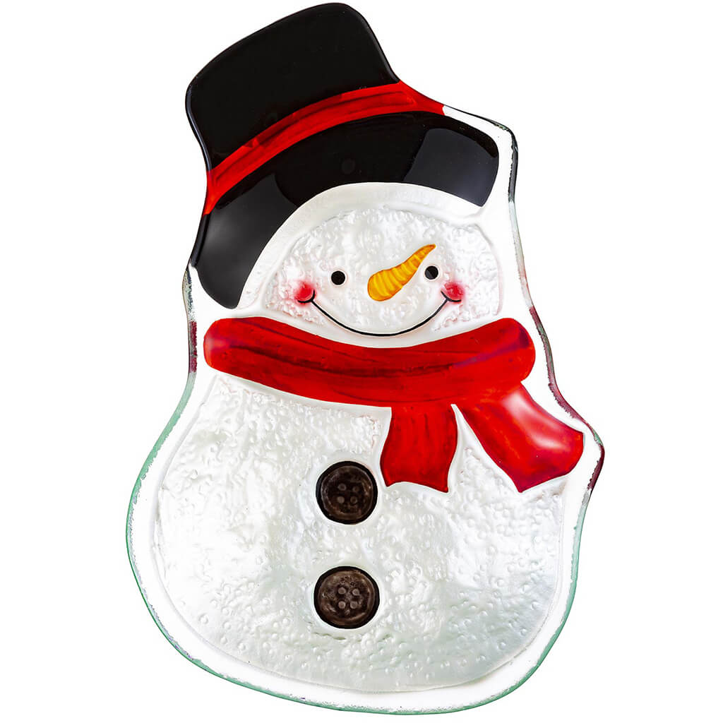 Snowman Plate Glass 8 x 12in