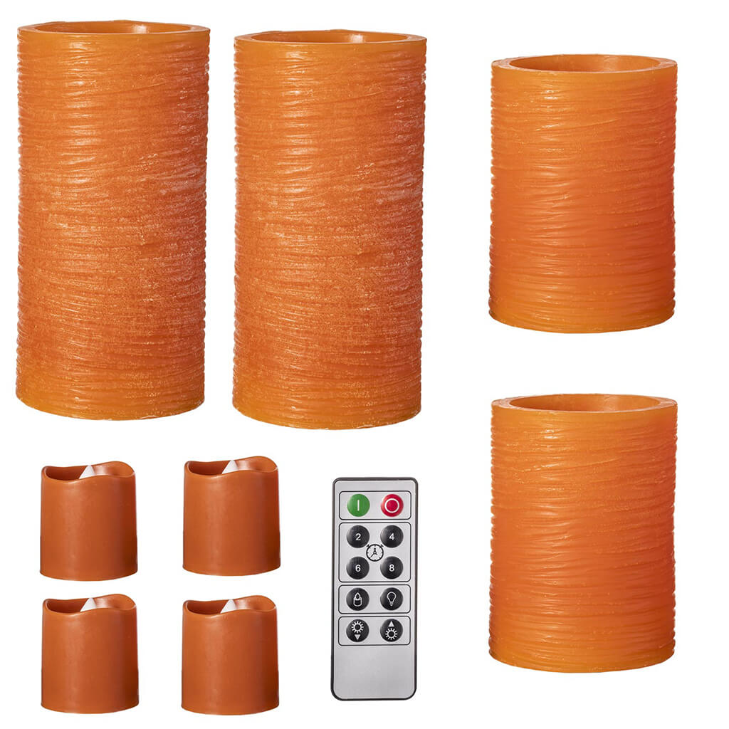 LED Candle Set Orange, 9pk