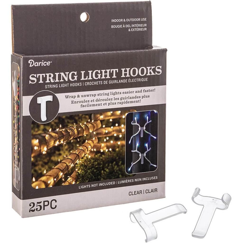 Clear String Light Hooks, 25pc