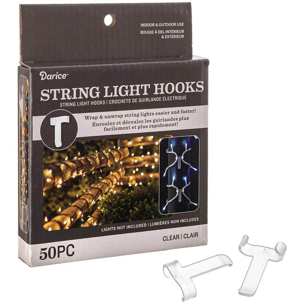 Clear String Light Hooks, 50pc