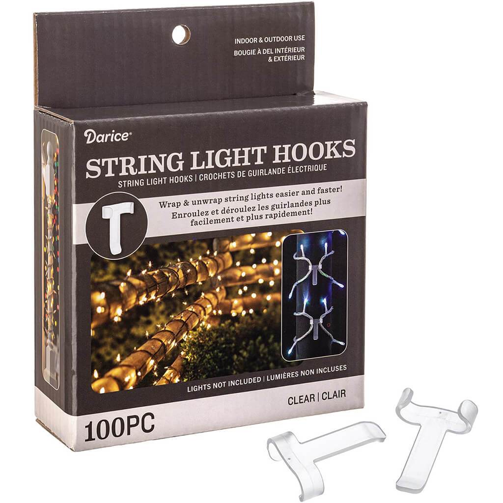 Clear String Light Hooks, 100pc