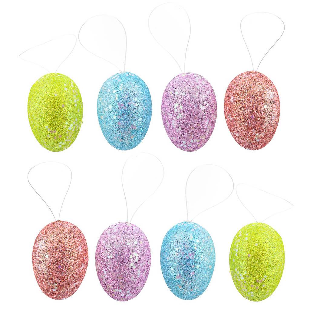 Glitter Decorative Eggs, Set of 8