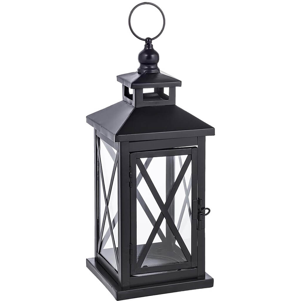 Black Metal Lantern Small, 12in