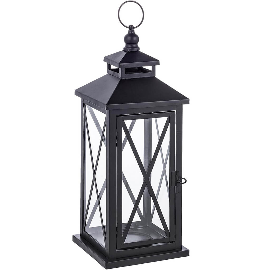 Black Metal Lantern Medium, 14.75in