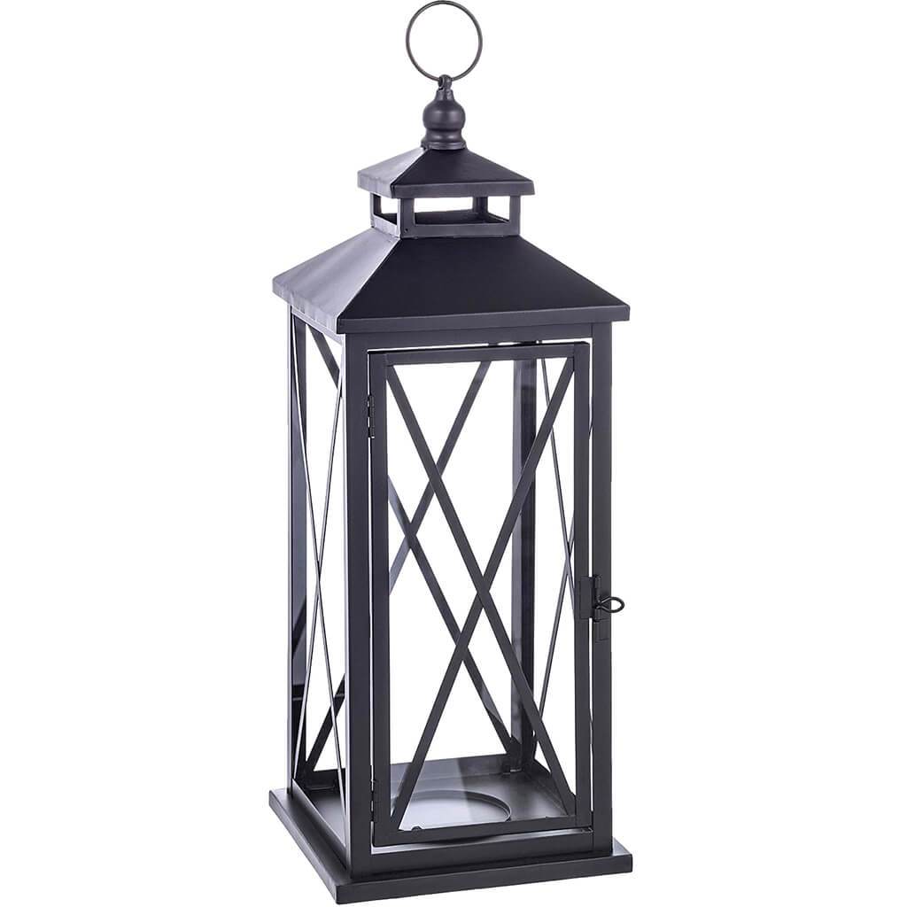 Black Metal Lantern Large, 17.75in