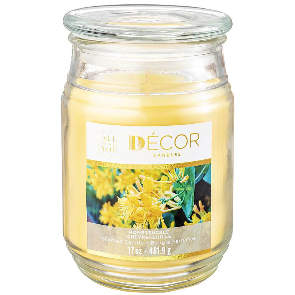 Decor Candle Jar Honey Suckle, 17oz