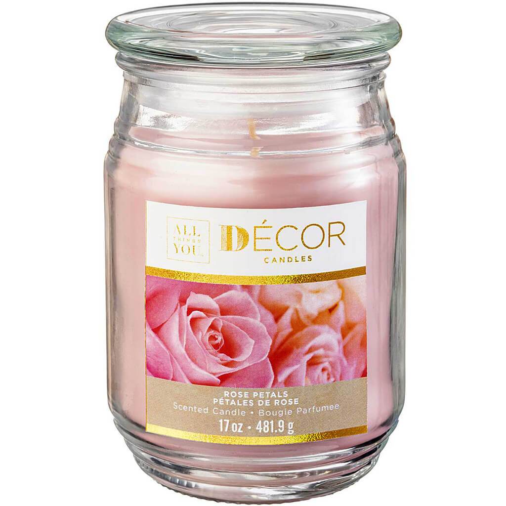 Decor Candle Jar Rose Petals, 17oz