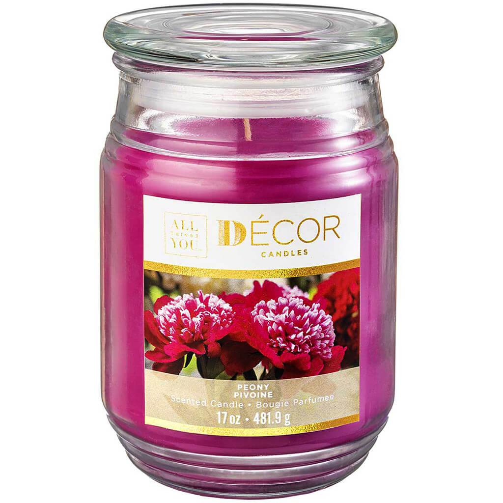 Decor Candle Jar Peony, 17oz