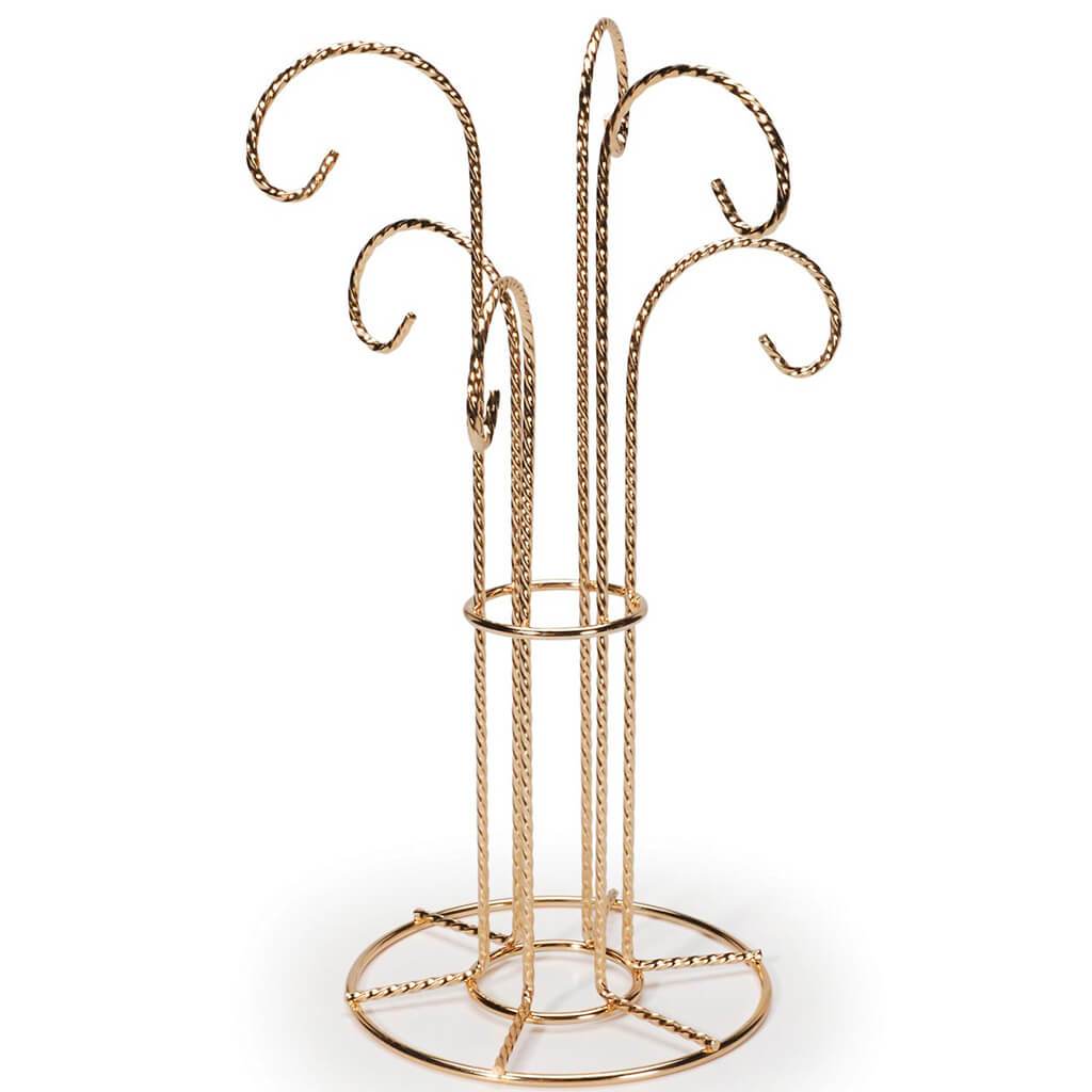 Brass Display with 6 Hangers, 12in