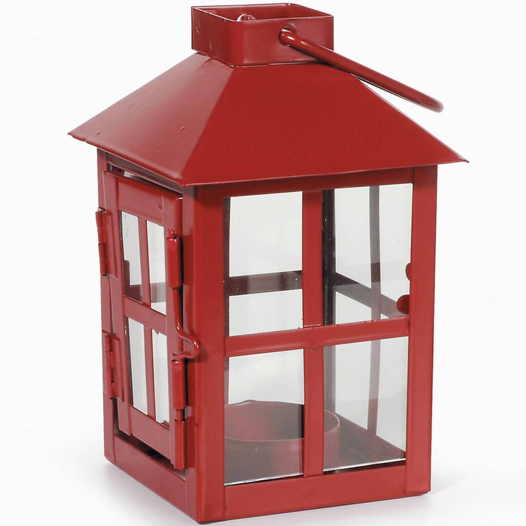 Metal Lantern Red, 3in X 5.5in