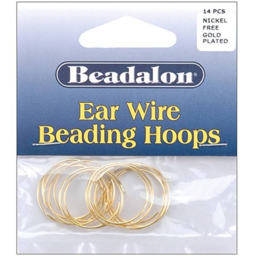 Ear Wire Beading Hoops Small 20mm 14/Pkg Gold Plated and Nickel Free