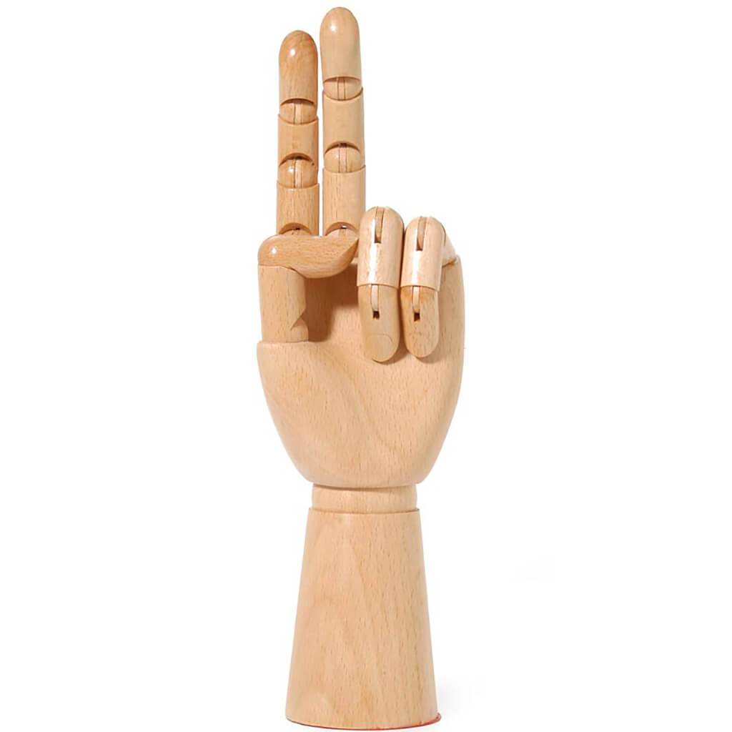 Wooden Manikin Hand Adult Left Hand 11.75in