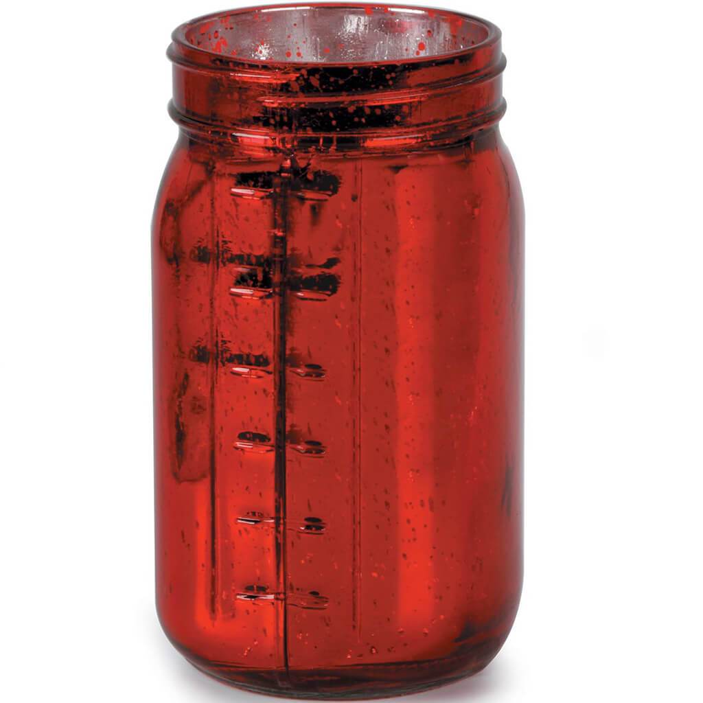 Glass Mason Jar Red, 6.5in X 3.5in