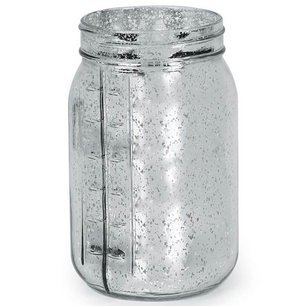 Glass Mason Jar Silver, 6.5in X 3.5in