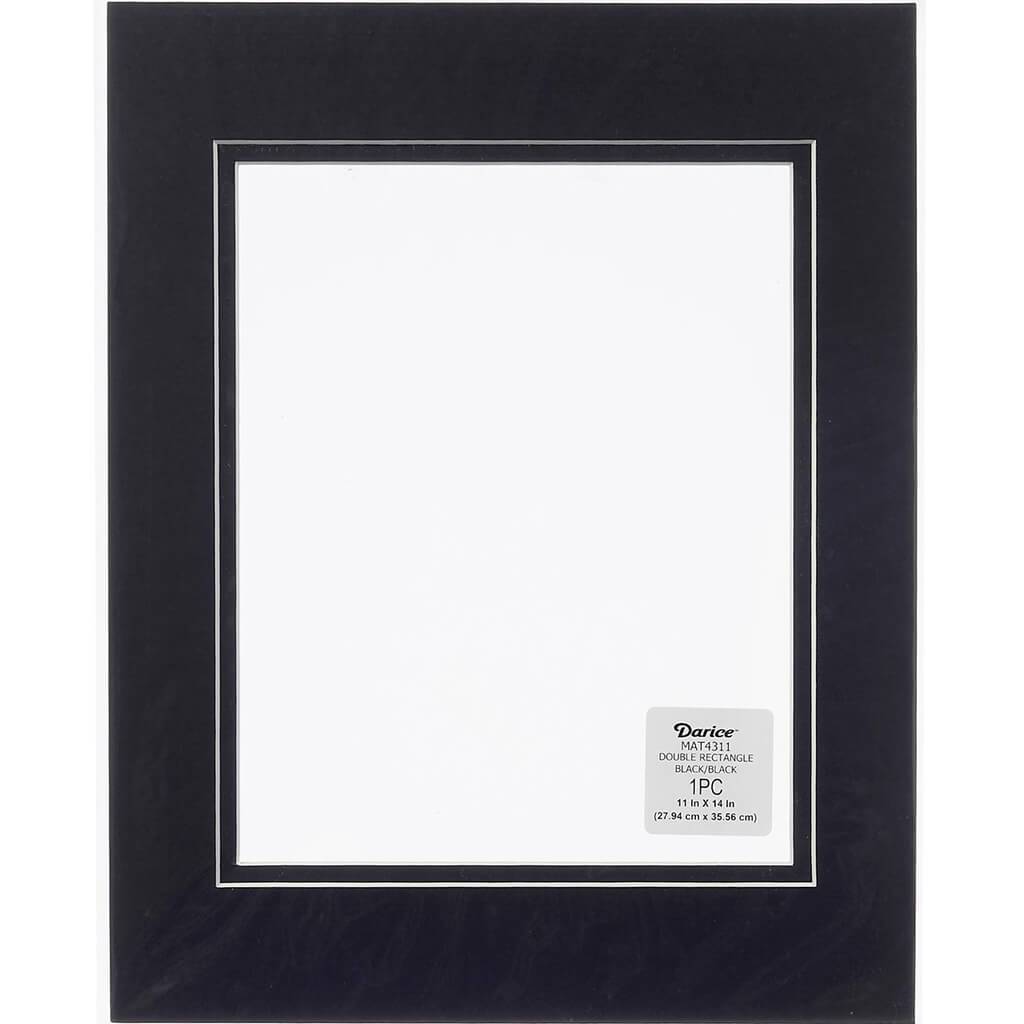 11x14 Double Black Picture Frame Mat with 7.5 x 9.5 inch Opening