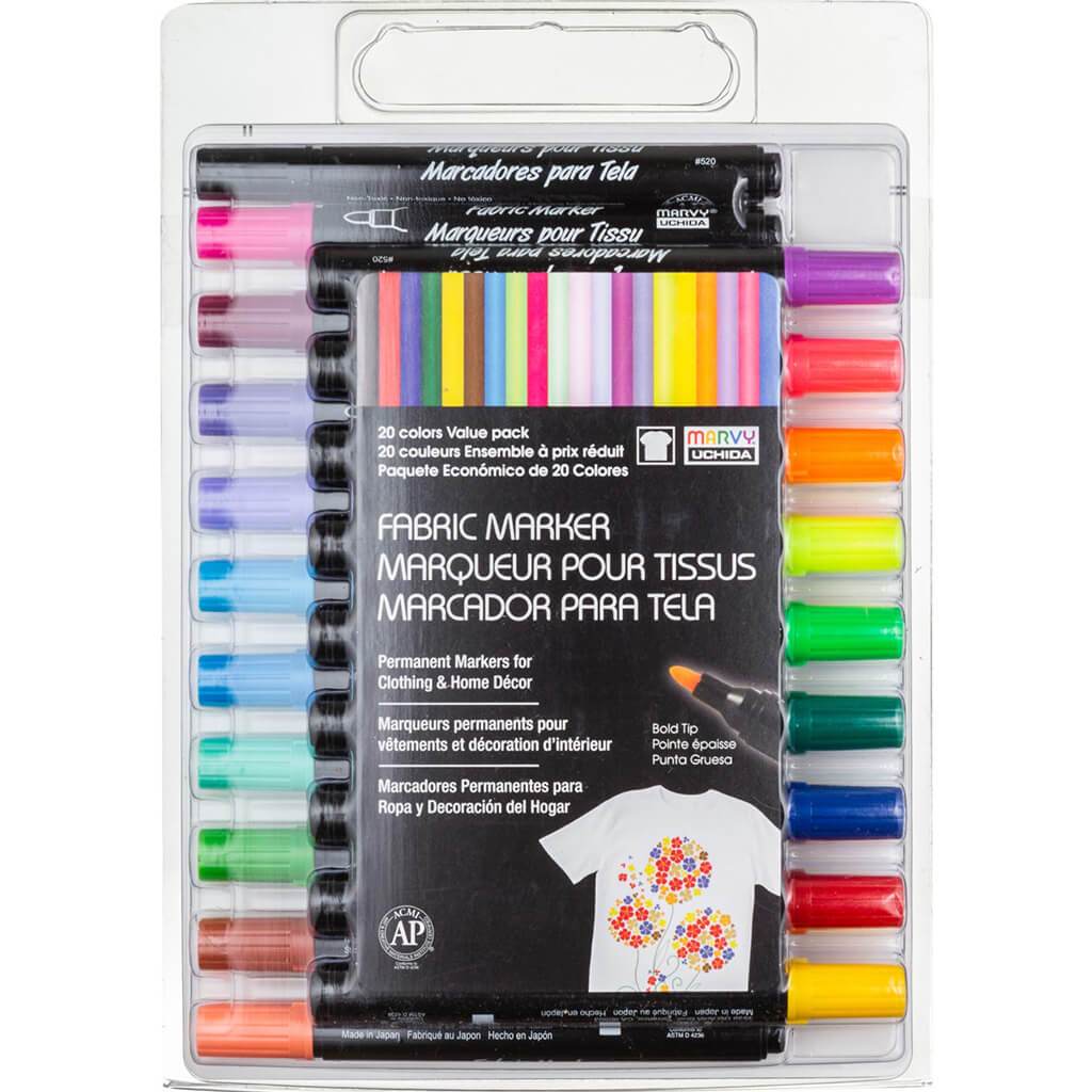 Marvy Bold Tip Fabric Marker Set 20