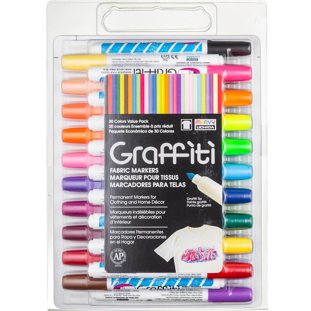 Marvy Graffiti Tip Fabric Marker Set 30