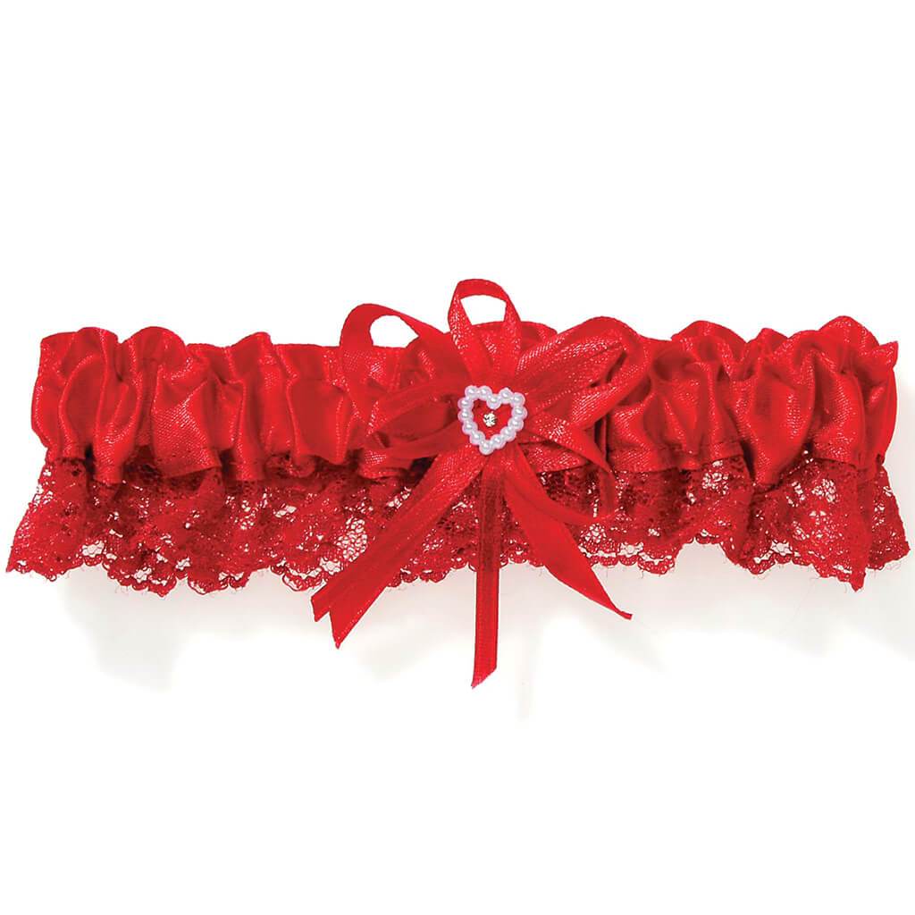 Red Lace Trimheart Garter