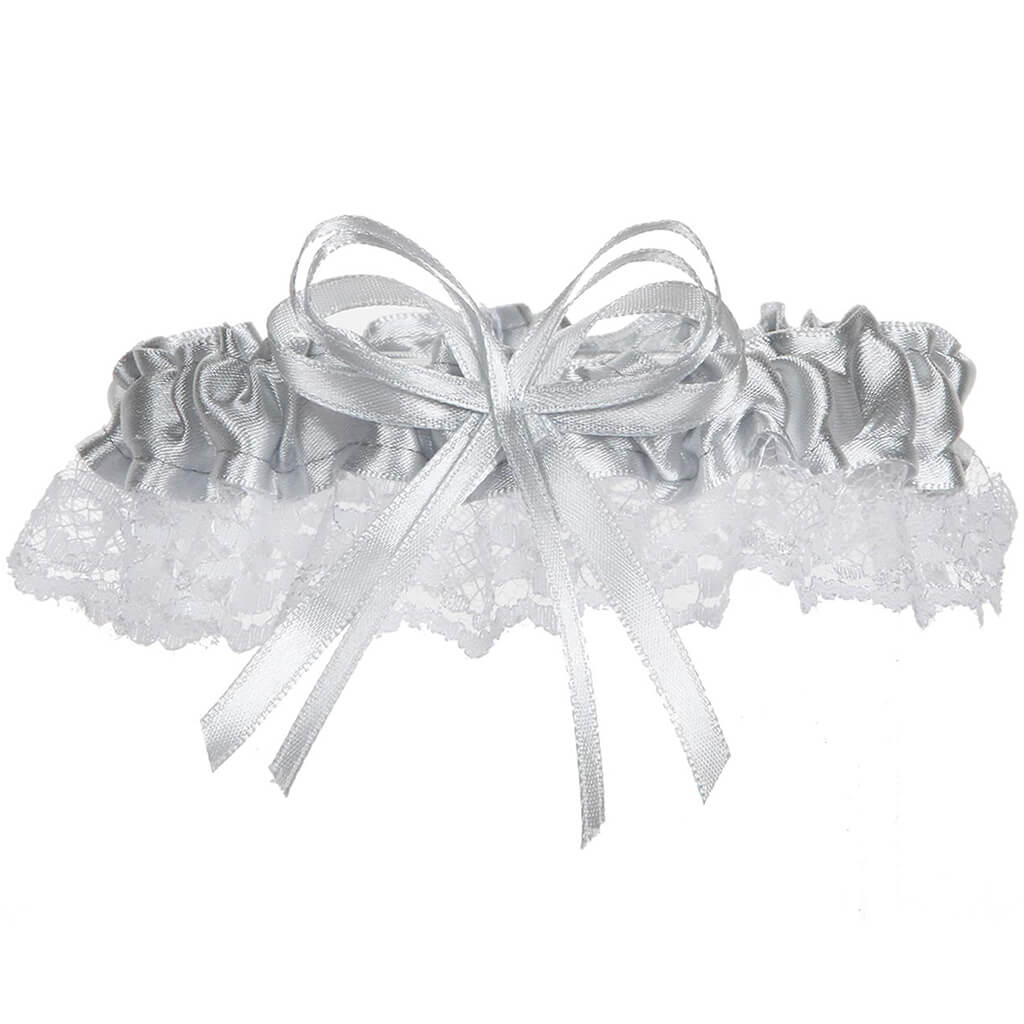 Silver Lace Trimheart Garter