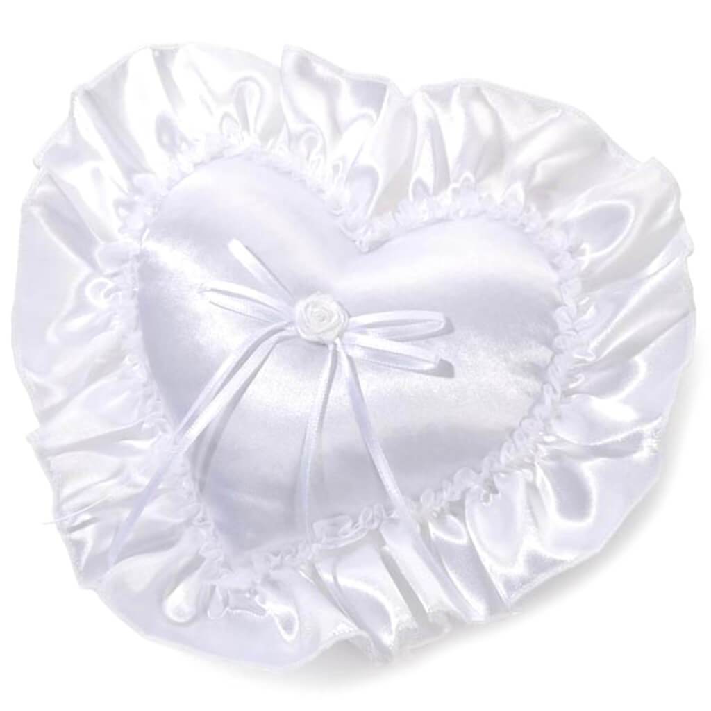 White Satin Heart shape Pillow