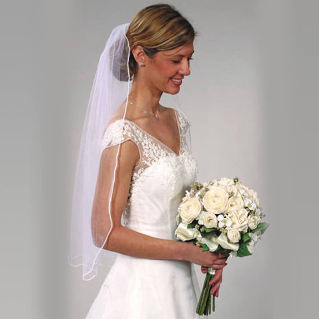 White Pearl Edge Veil with Comb