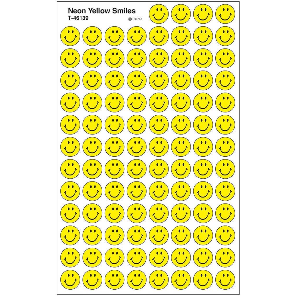 Neon Yellow Smiles Super Spots Stickers 800ct