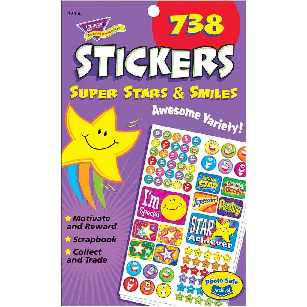 Sticker Assortment Pack Super Stars and Smiles 738 Stick