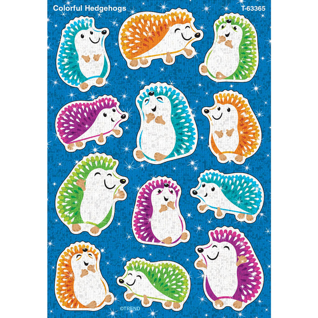 Colorful Hedgehogs Sparkle Stickers