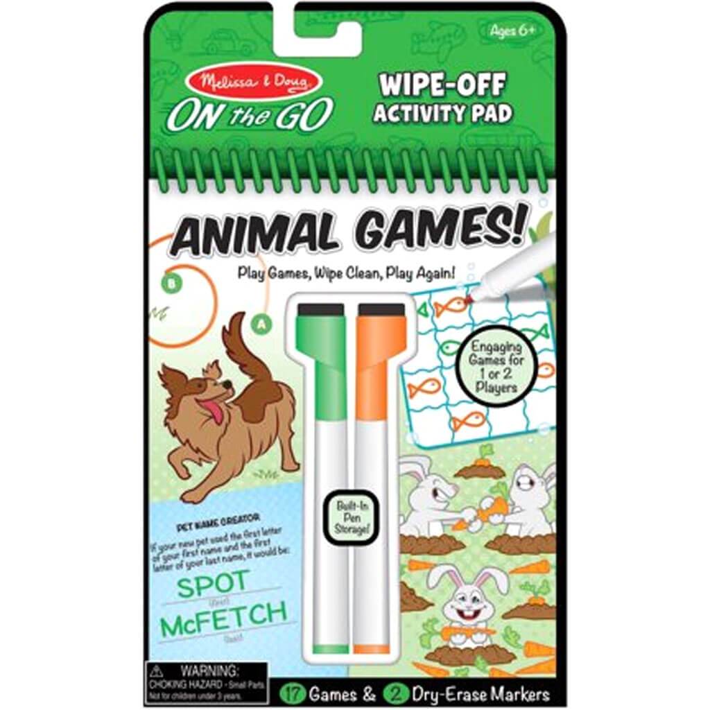 Wipe-Off Activity Pad Animal Games