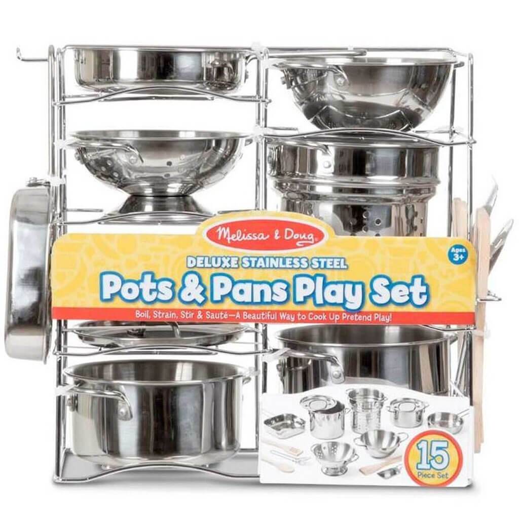 Deluxe Stainless Steel Pots &amp; Pans Play Set