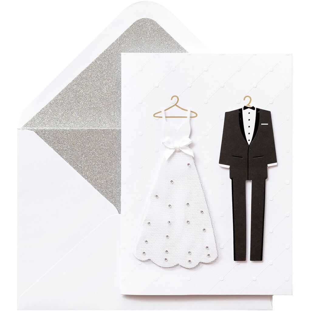 Greeting Card with Envelope Wedding Tux &amp; Dress 3pcs