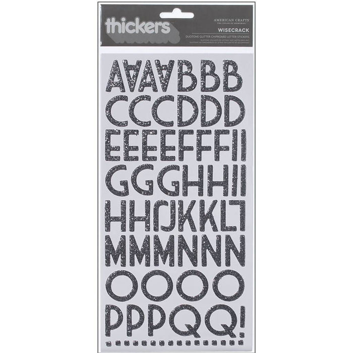 Thickers Chipboard Glitter Stickers 6in x 11in Sheets 2/Pkg-Wisecrack - Silver