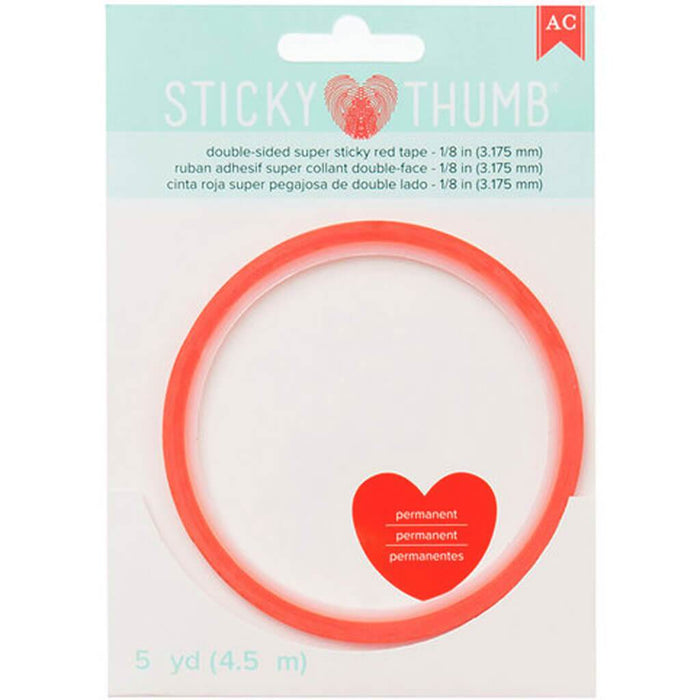 Sticky Thumb Double-Sided Super Sticky Tape .125in x 5yd Red
