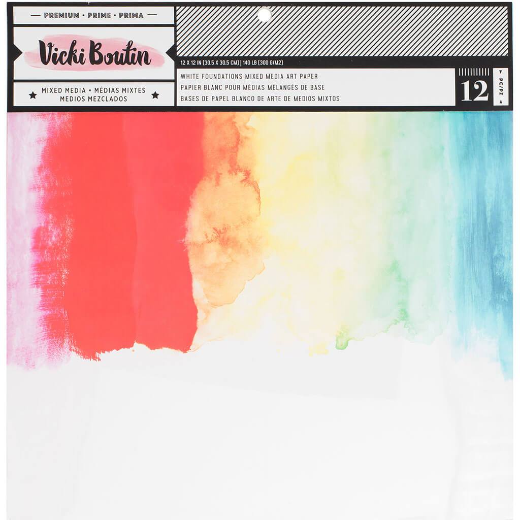 Vicki Boutin Mixed Media Foundations Paper 12in x 12in Smooth White 12pcs