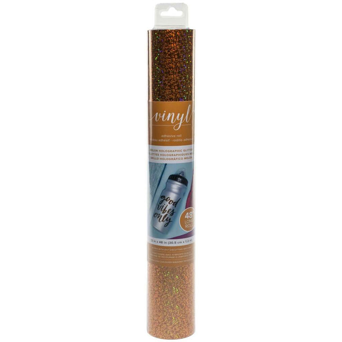 Holographic Glitter Adhesive Vinyl 12in x 48in- Melon Orange