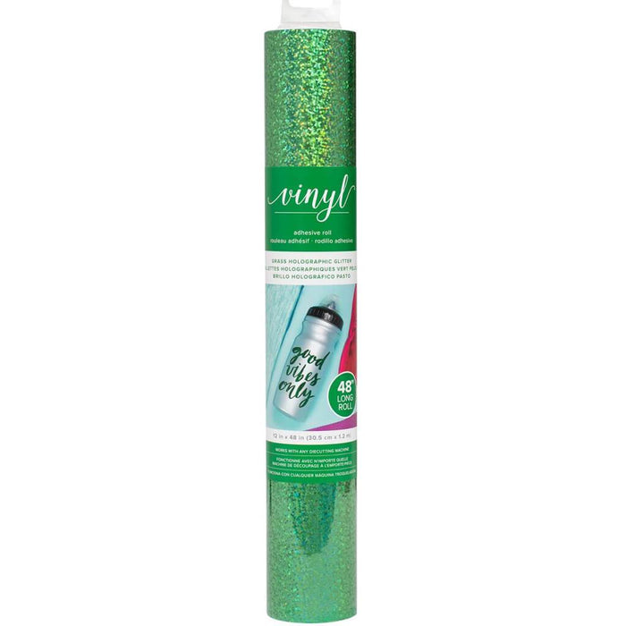 Holographic Glitter Adhesive Vinyl 12in x 48in - Grass Green