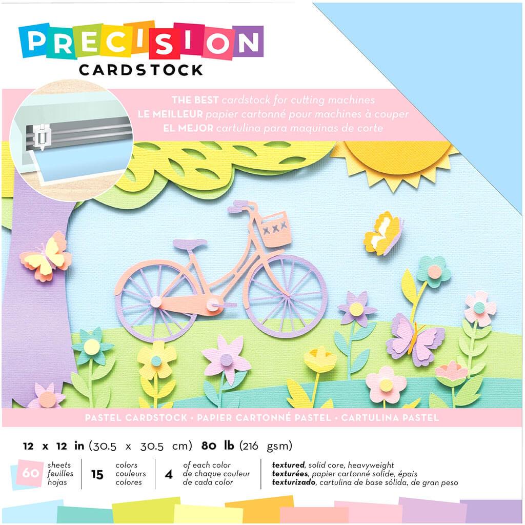 Precision Cardstock Pack 12in x 12in Pastel Textured 60Sheets 80lb