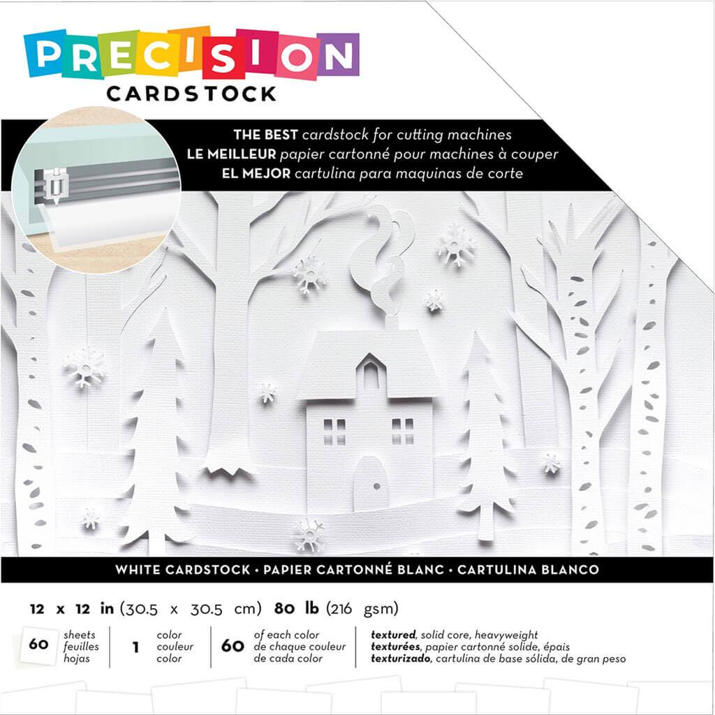 Precision Cardstock Pack 12in x 12in White Textured 60Sheets 80lb