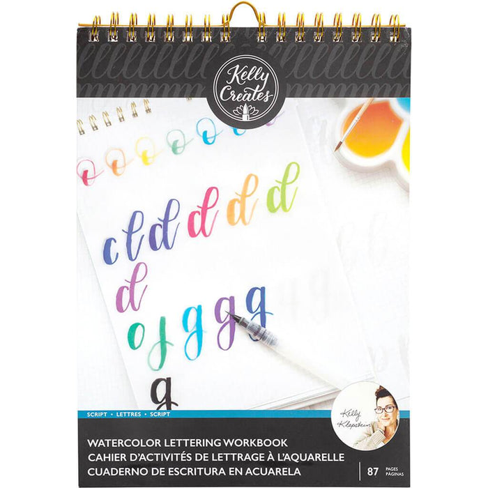 Kelly Creates Watercolor Brush Lettering Workbook 8.5in x 11in