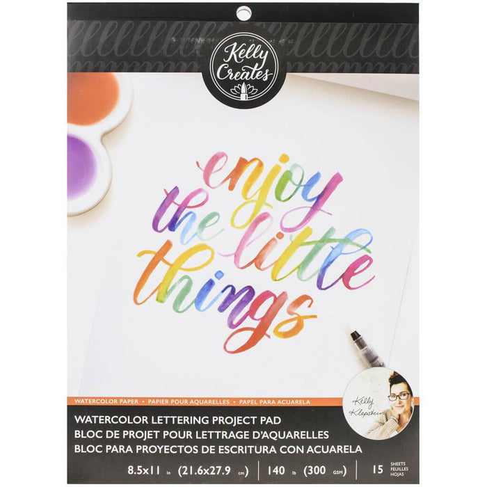 Kelly Creates Blank Watercolor Paper Pad 8.5x11 Inch 15 Sheets