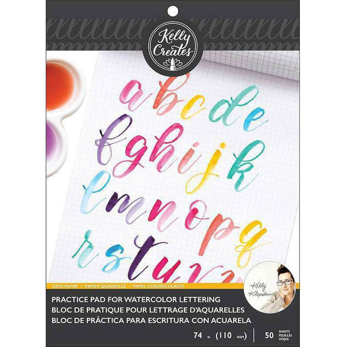 Kelly Creates Watercolor Brush Lettering Practice Pad 50 Sheets